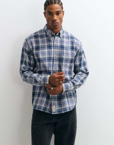 Abercrombie & Fitch oversize koszula flanelowa w niebieską kratę - view 1