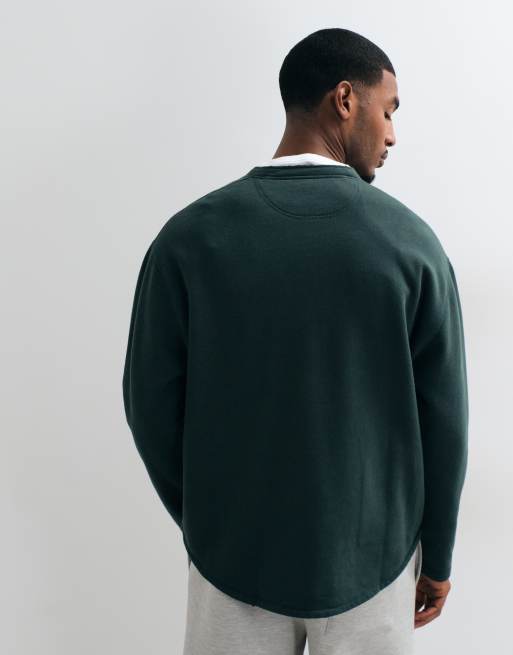 Abercrombie & Fitch oversize kraftig henleytopp i mörkgrön, 5 av 10