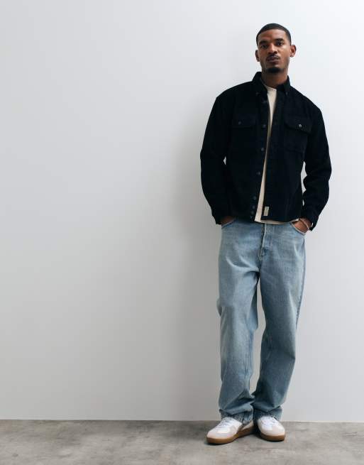 Abercrombie & Fitch oversize manchesterskjorta i svart, 3 av 8