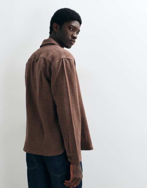 Abercrombie & Fitch oversize-skjorta i brunrutig, 5 av 5