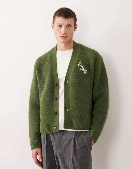 Abercrombie & Fitch – Oversize-Strickjacke in Grün mit Logo, 2 von 5