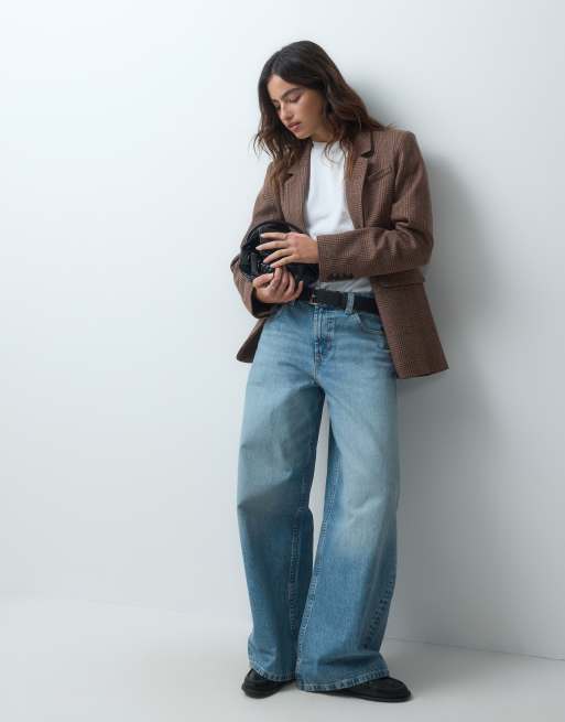 Abercrombie & Fitch oversize ullkavaj i brunt rutmönster, 3 av 5