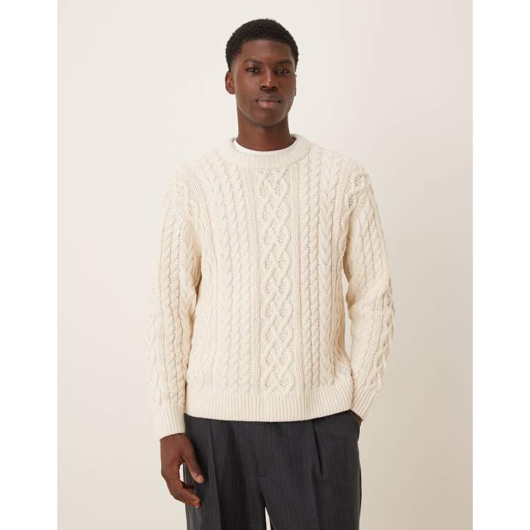 Abercrombie & Fitch oversized cable knit jumper in cream | ASOS