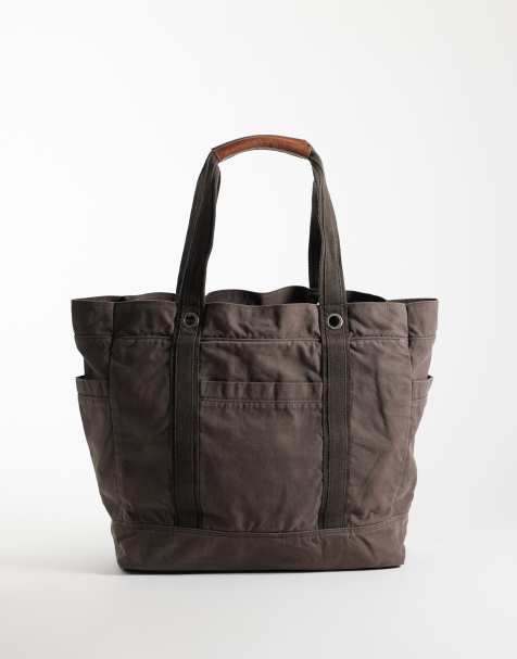 Abercrombie & Fitch oversized canvas tote bag in brown - view 1