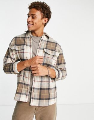 Abercrombie & Fitch oversized chunky check flannel shirt in brown