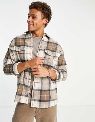 Abercrombie Fitch Oversized Chunky Plaid Flannel Shirt In Brown