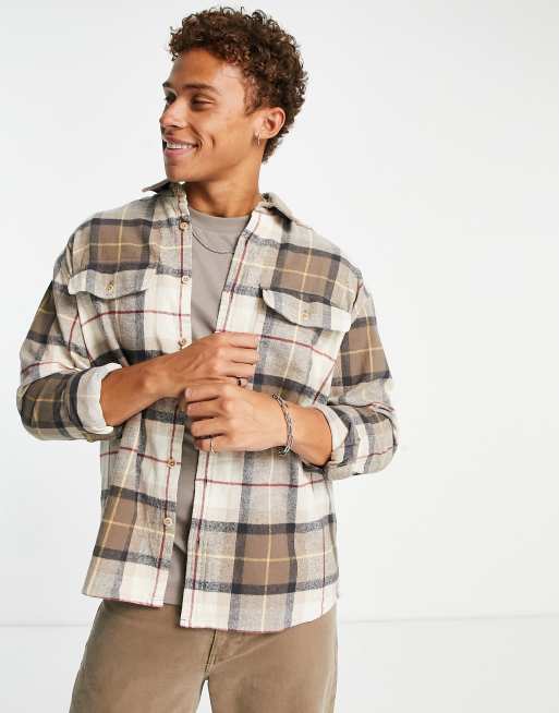 Abercrombie & Fitch - Oversized chunky ternet flannelskjorte i brun