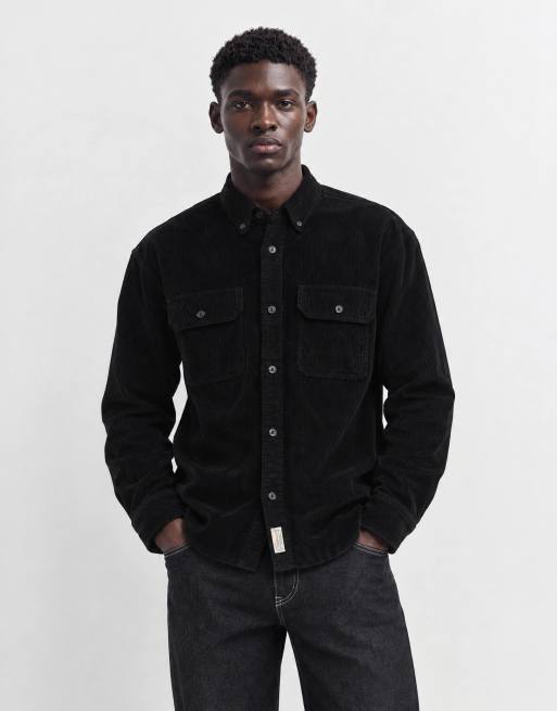 Abercrombie & Fitch oversized cord overshirt in black, 6 of 8