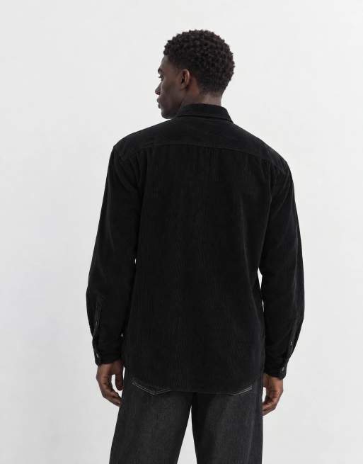Abercrombie & Fitch oversized cord overshirt in black, 7 of 8