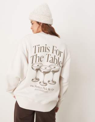 Abercrombie & Fitch Oversized Crewneck Graphic Knit Sweater In Neutral