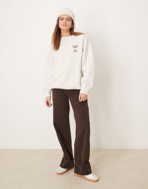 Abercrombie & Fitch oversized crewneck graphic knit sweater
