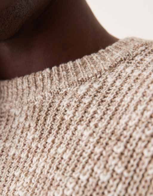 Abercrombie & Fitch oversized crewneck stripe stitch knit jumper in cream
