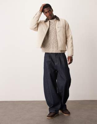 ABERCROMBIE & FITCH OVERSIZED CREWNECK STRIPE STITCH KNIT SWEATER 