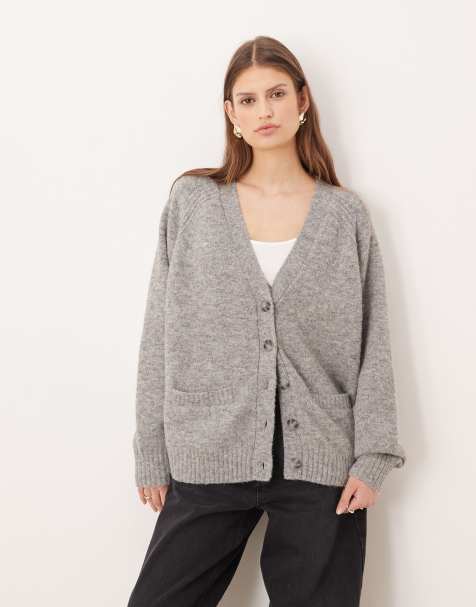 Abercrombie & Fitch oversized dad cardigan in grey - view 1