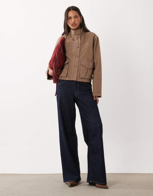 Abercrombie & Fitch oversized denimjakke i vasket brun, 2 af 4