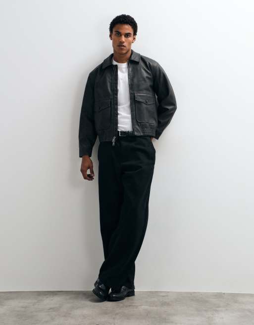 Abercrombie & Fitch oversized faux leather jacket black, 2 of 5