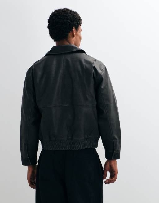 Abercrombie & Fitch oversized faux leather jacket black, 3 of 5