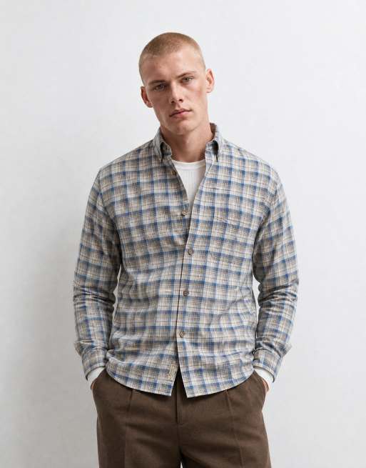Abercrombie & Fitch oversized flanellen overhemd in crème geruit, 6 van 10