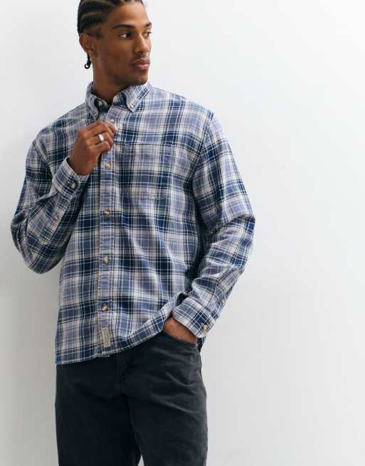 Abercrombie & Fitch oversized flannel shirt in blue plaid, 3 of 5