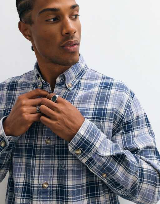 Abercrombie & Fitch oversized flannel shirt in blue plaid, 4 of 5