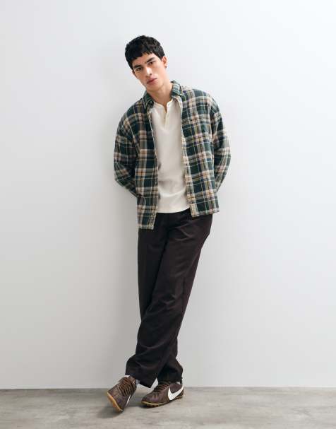 Abercrombie & Fitch oversized flannel shirt in green plaid - view 1