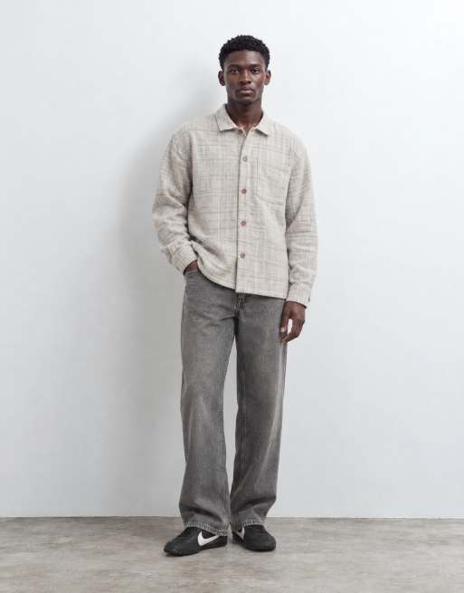 Abercrombie & Fitch oversized flannelskjorte i cremefarvet tern, 7 af 10