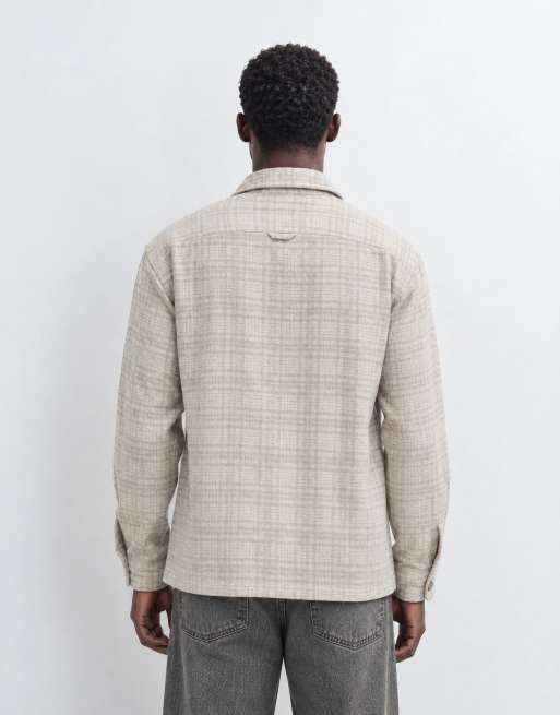 Abercrombie & Fitch oversized flannelskjorte i cremefarvet tern, 8 af 10