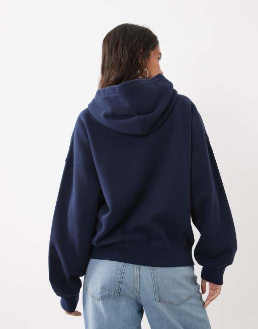 Abercrombie & Fitch oversized hoodie in navy, 4 of 4