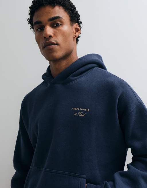 Abercrombie & Fitch oversized hættetrøje med script-logo i navy, 2 af 5