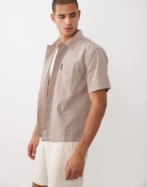 Abercrombie & Fitch - Oversized kortærmet skjorte med lyserøde mikrotern, 3 af 5