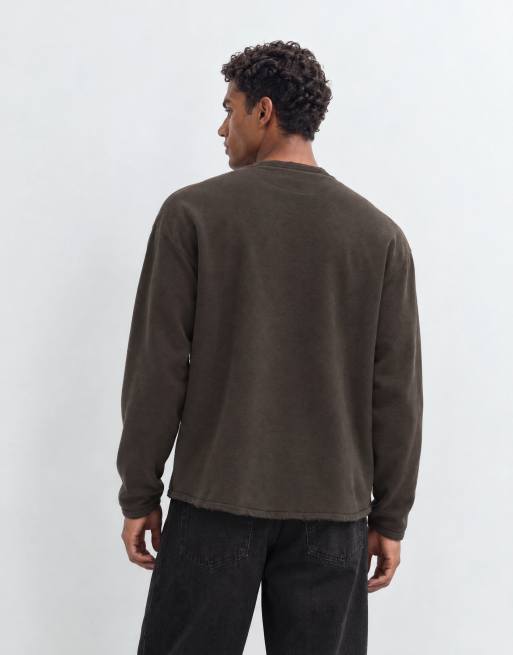Abercrombie & Fitch oversized kraftig henley-top i brun, 6 af 10