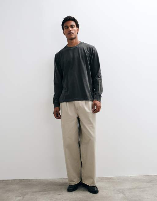 Abercrombie & Fitch oversized kraftig langærmet T-shirt i vasket sort, 2 af 8
