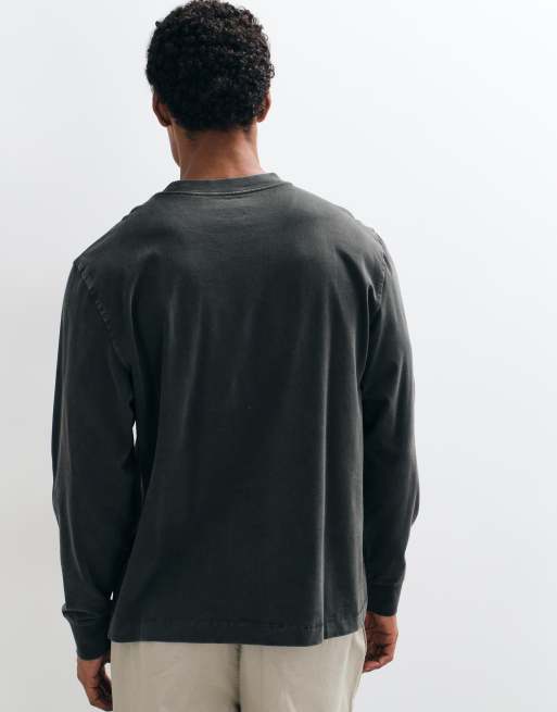 Abercrombie & Fitch oversized kraftig langærmet T-shirt i vasket sort, 3 af 8