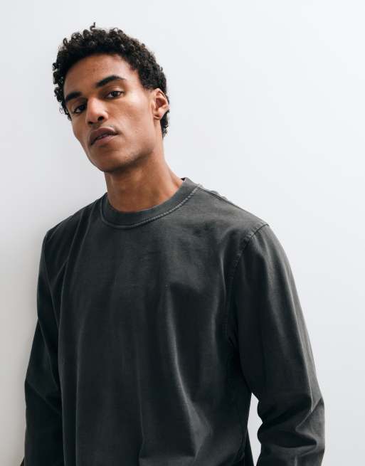 Abercrombie & Fitch oversized kraftig langærmet T-shirt i vasket sort, 4 af 8