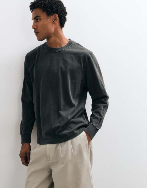 Abercrombie & Fitch oversized kraftig langærmet T-shirt i vasket sort, 5 af 8