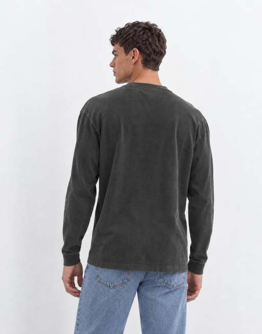 Abercrombie & Fitch oversized kraftig langærmet T-shirt i vasket sort, 8 af 8