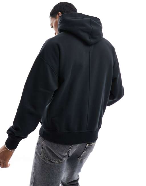 Abercrombie & Fitch - Oversized, kraftig og sort hættetrøje med ikonlogo i silikone, 4 af 4