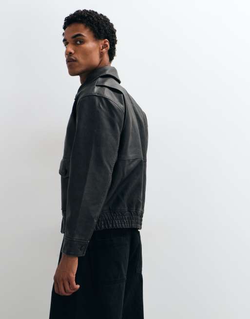 Abercrombie & Fitch oversized Kunstlederjacke in Schwarz, 4 von 5