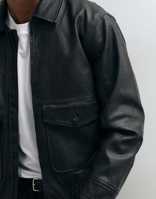 Abercrombie & Fitch oversized Kunstlederjacke in Schwarz, 5 von 5