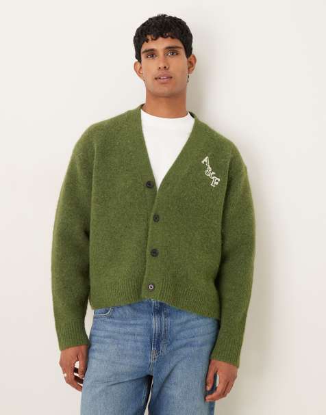 Abercrombie & Fitch oversized logo cardigan in green - view 1