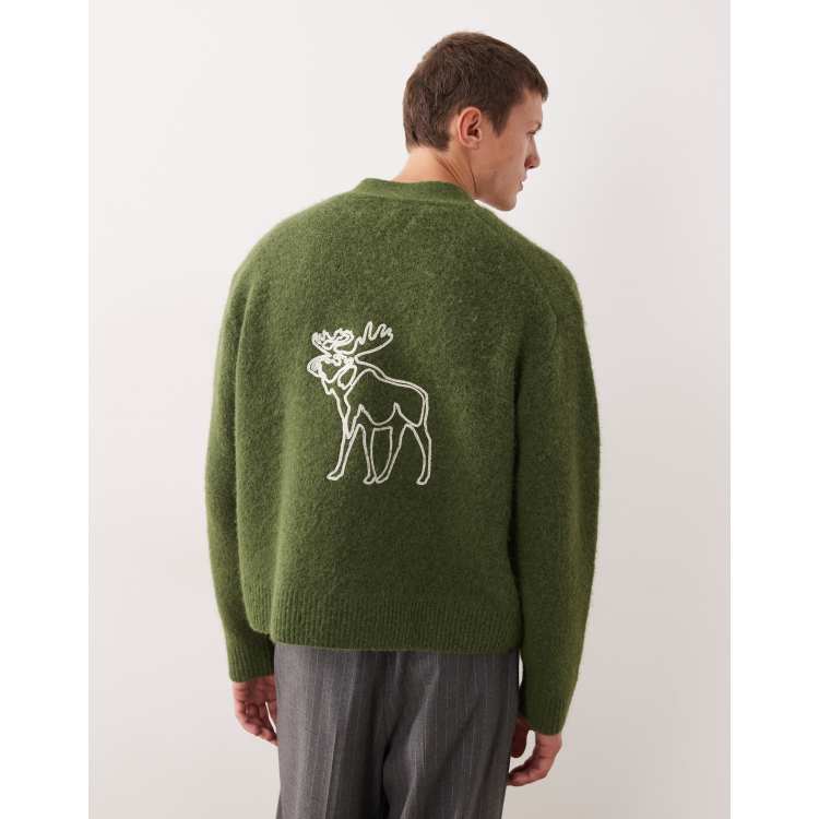 Abercrombie & Fitch oversized logo cardigan in green | ASOS
