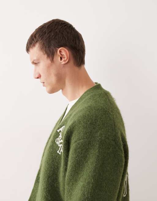 Abercrombie & Fitch oversized logo cardigan in green | ASOS