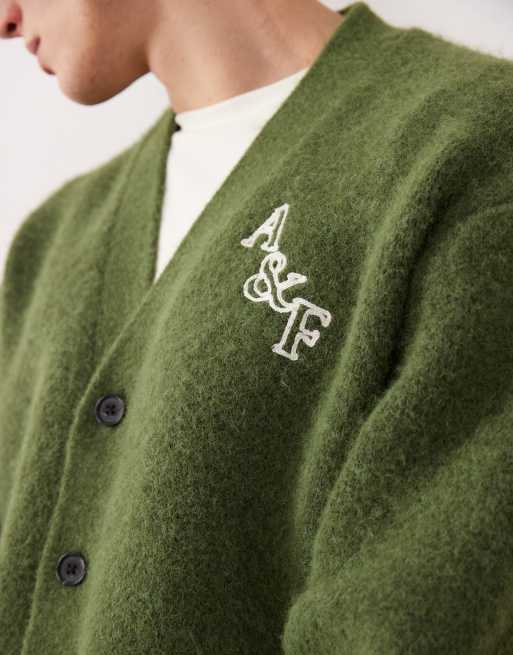 Abercrombie & Fitch oversized logo cardigan in green | ASOS