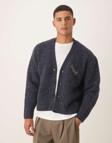 Abercrombie & Fitch oversized logo cardigan in navy - view 1