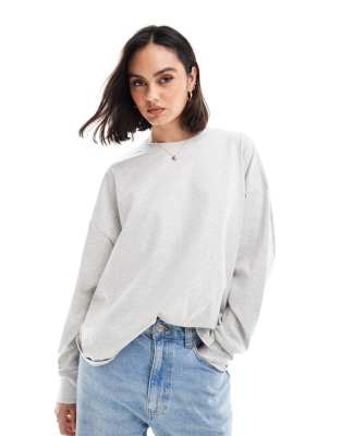 Abercrombie & Fitch oversized long sleeve tee in grey