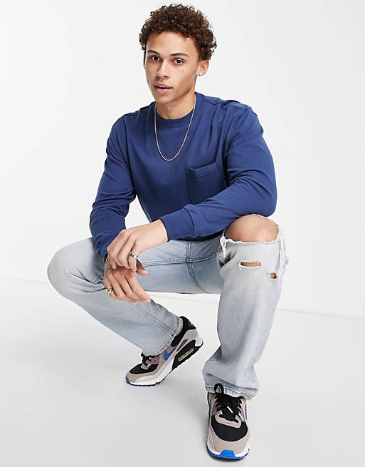 Abercrombie & Fitch oversized long sleeve top in blue | ASOS