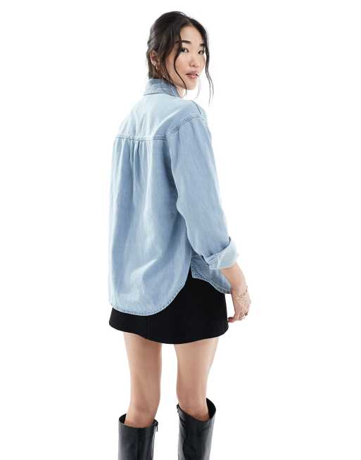 Abercrombie & Fitch - Oversized lyseblå denimskjorte, 2 af 4