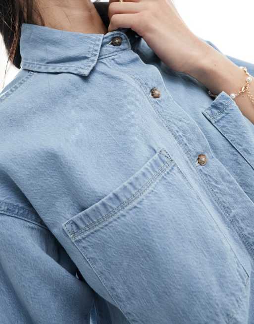 Abercrombie & Fitch - Oversized lyseblå denimskjorte, 4 af 4
