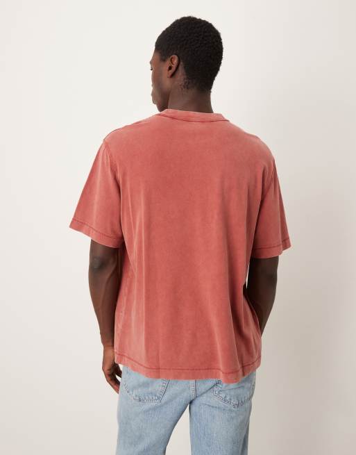 Abercrombie & Fitch - Oversized murstensrød T-shirt i vintage-stil, 3 af 5