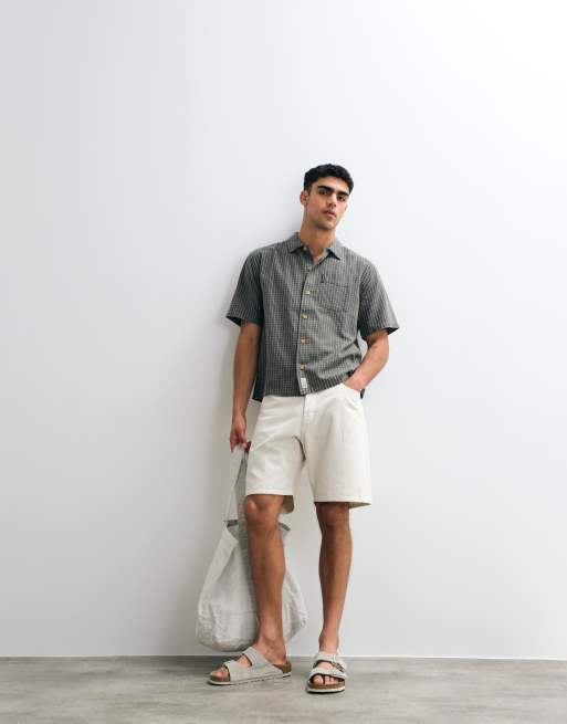 Abercrombie & Fitch - Oversized overhemd met korte mouwen in groene microruit, 2 van 5
